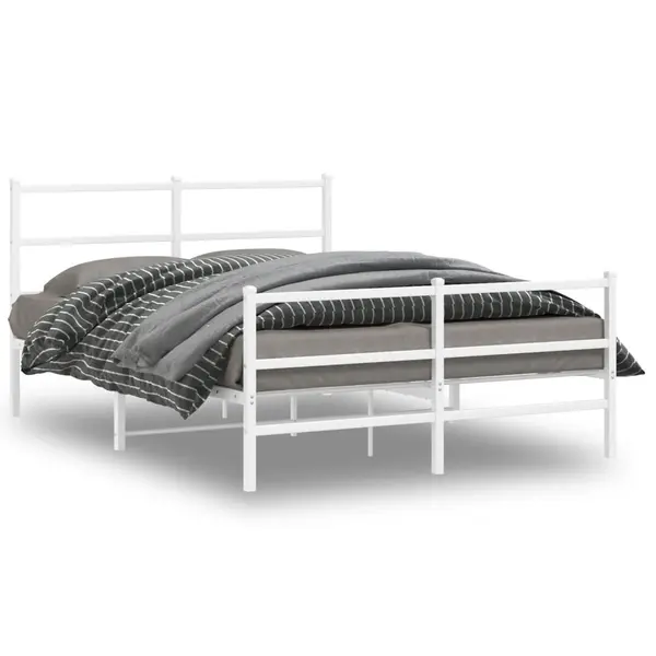 Gossi cadru pat metalic cu tablie de cap/picioare , alb, 140x200 cm