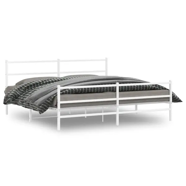 Gossi cadru pat metalic cu tablie de cap/picioare , alb, 183x213 cm