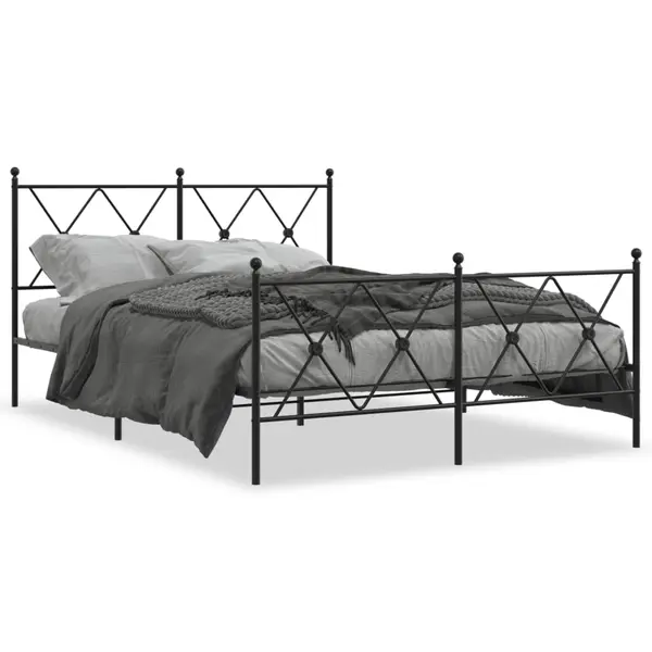 Gossi cadru pat metalic cu tablie de cap/picioare, negru, 140x200 cm