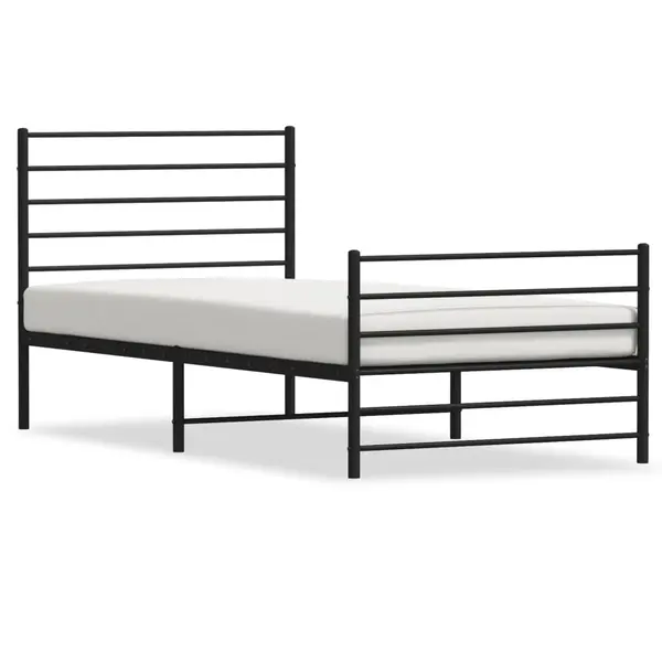 Gossi cadru pat metalic cu tablii de cap/picioare, negru, 107x203 cm