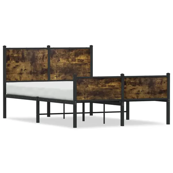 Gossi cadru pat metalic fara saltea, stejar fumuriu, 120x200 cm