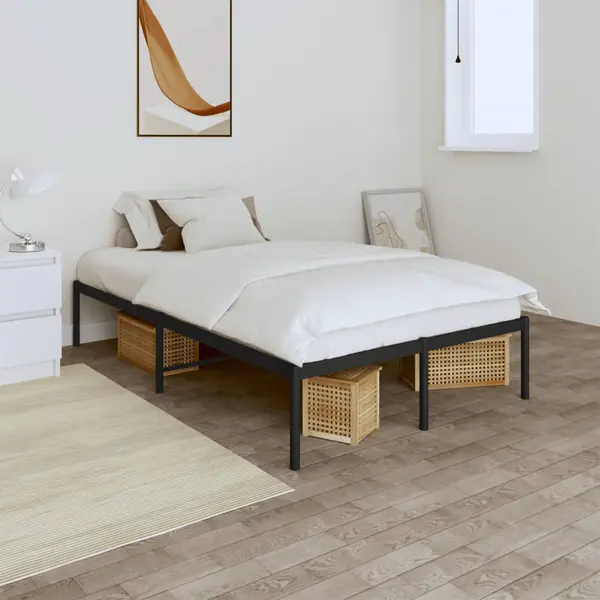Gossi cadru pat metalic, negru, 135x190 cm