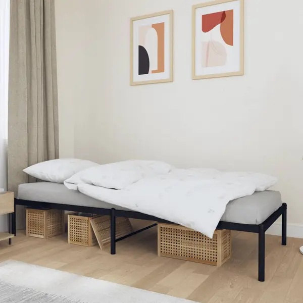 Gossi cadru pat metalic, negru, 75x190 cm