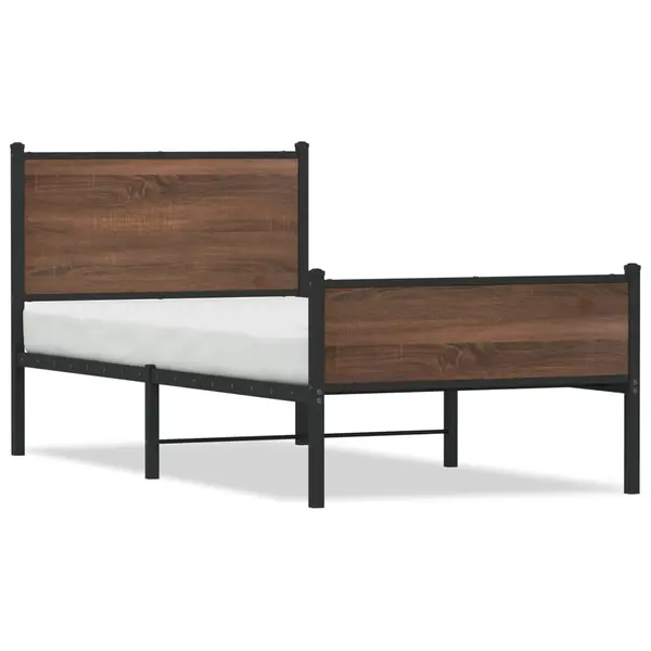 Gossi cadru pat metalic tablie cap/picioare, stejar maro 80x200 cm