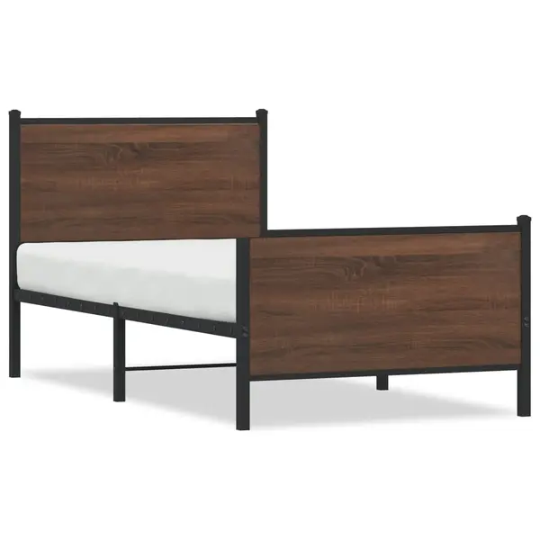 Gossi cadru pat metalic tablie cap/picioare, stejar maro 90x190 cm