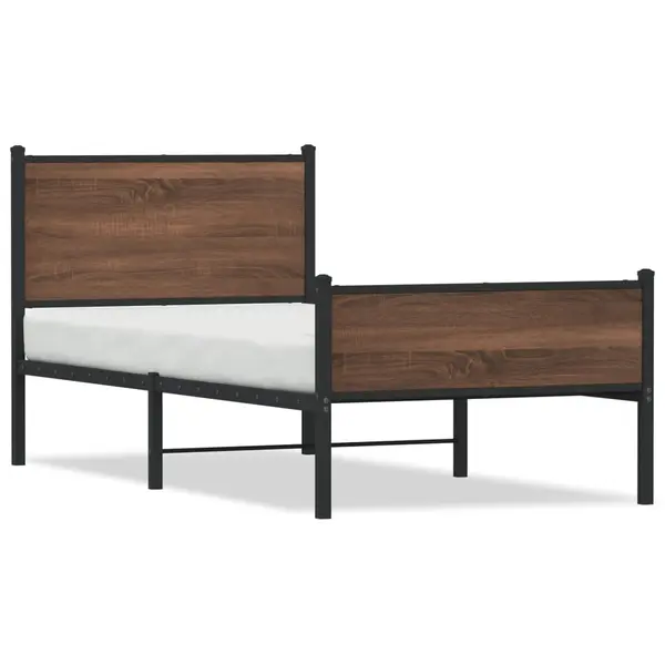 Gossi cadru pat metalic tablie cap/picioare, stejar maro 90x200 cm