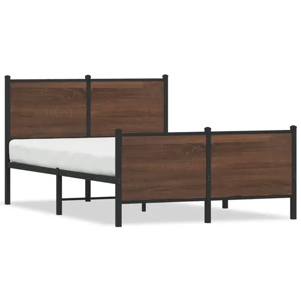 Gossi cadru pat metalic tablie la cap/picioare stejar maro 120x190 cm