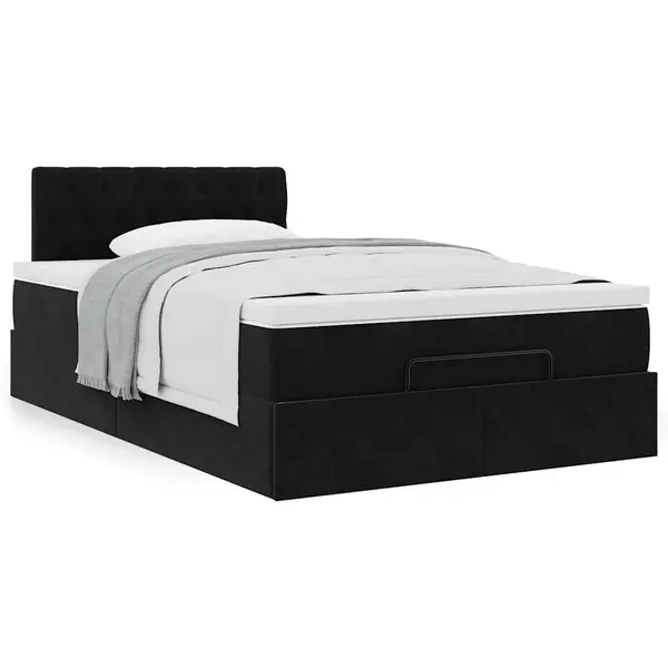 Gossi cadru pat otoman cu saltea, catifea neagra 120x200 cm