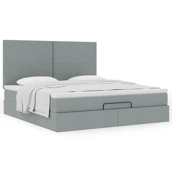 Gossi cadru pat otoman cu saltea tesatura gri deschis 180x200cm
