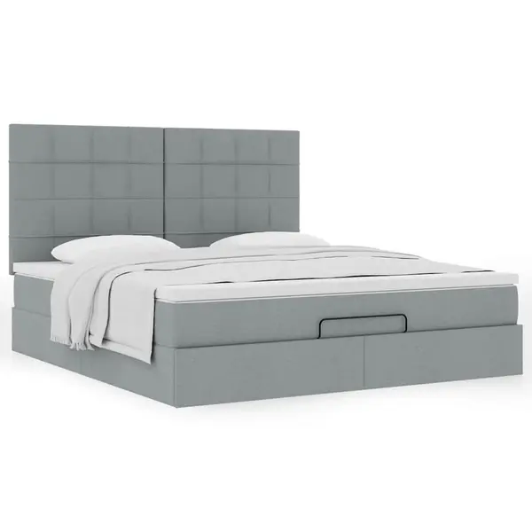 Gossi cadru pat otoman cu saltea tesatura gri deschis 180x200cm