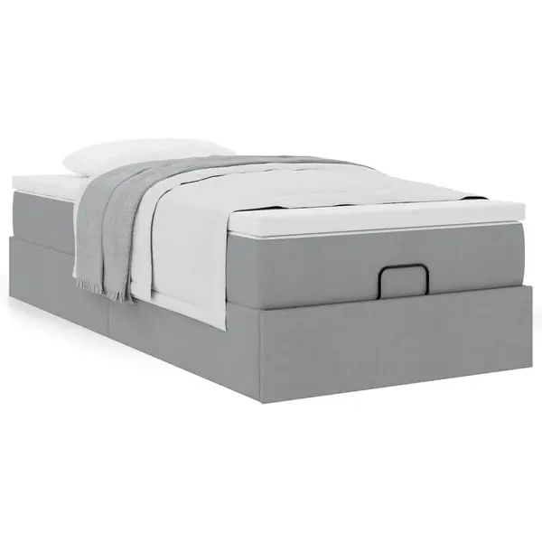 Gossi cadru pat otoman cu saltea tesatura gri deschis 90x200cm
