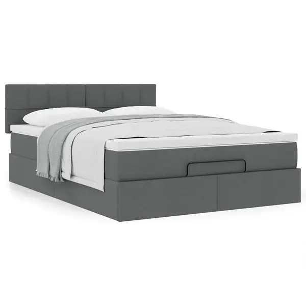 Gossi cadru pat otoman cu saltea tesatura gri inchis 140x190cm