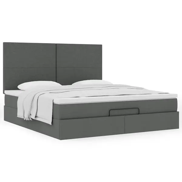 Gossi cadru pat otoman cu saltea tesatura gri inchis 160x200 cm