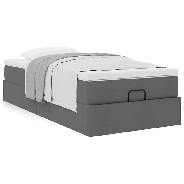 Gossi cadru pat otoman cu saltea tesatura gri inchis 90x200 cm