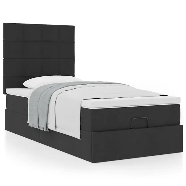 Gossi cadru pat otoman cu saltea tesatura neagra 90x200cm