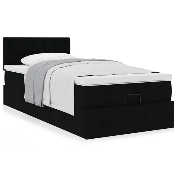 Gossi cadru pat otoman cu saltea tesatura neagra 90x200cm