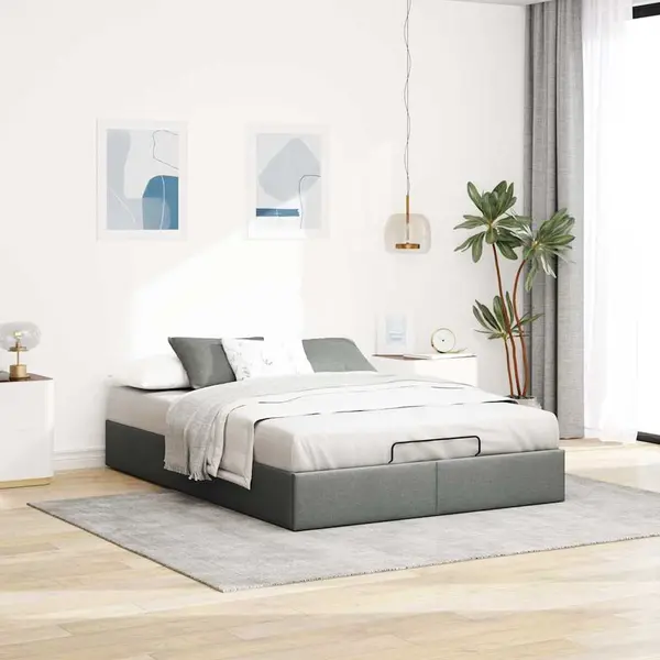 Gossi cadru pat otoman fara saltea gri inchis 140x190 cm tesatura