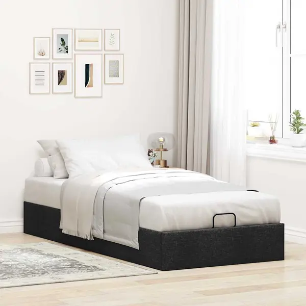 Gossi cadru pat otoman fara saltea tesatura neagra 90x200 cm
