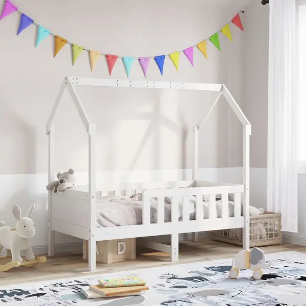 Gossi cadru pat tip casa pentru copii, 80x160 cm, lemn masiv de pin