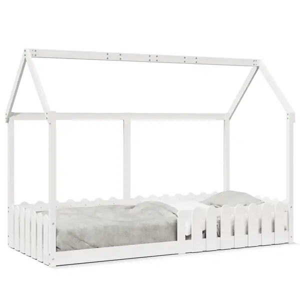 Gossi cadru pat tip casa pentru copii alb 90x200 cm lemn masiv de pin