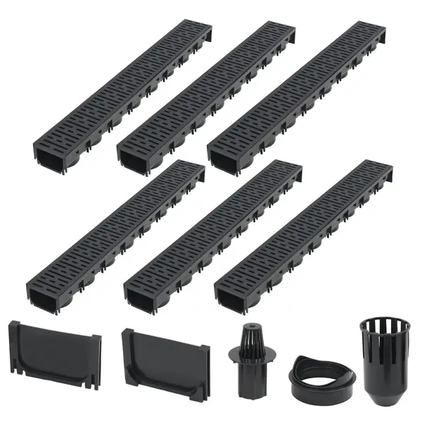 Gossi canale de drenaj, 6 buc., plastic, 6 m