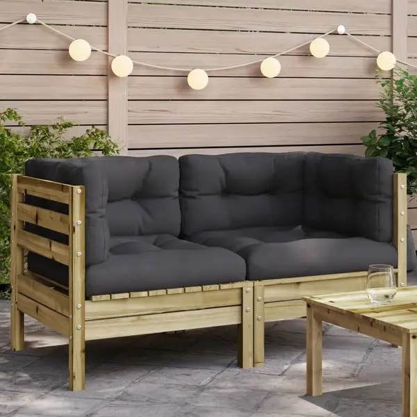 Gossi canapea coltar de gradina cu perne, 2 buc., lemn pin tratat