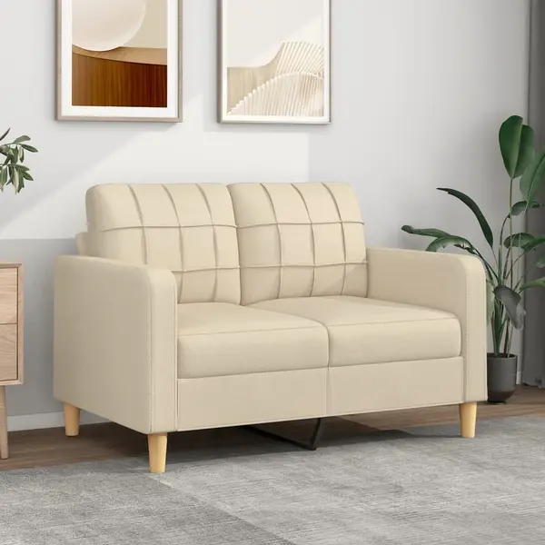 Gossi canapea cu 2 locuri, crem, 120 cm, material textil