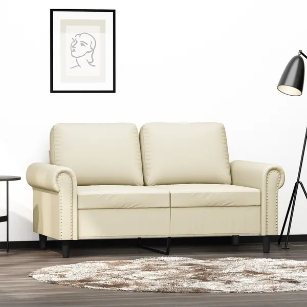 Gossi canapea cu 2 locuri, crem, 120 cm, piele ecologica