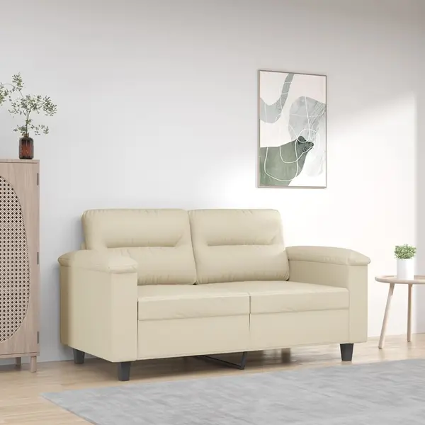 Gossi canapea cu 2 locuri, crem, 120 cm, piele ecologica