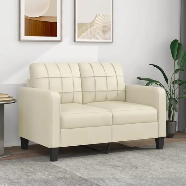 Gossi canapea cu 2 locuri, crem, 120 cm, piele ecologica