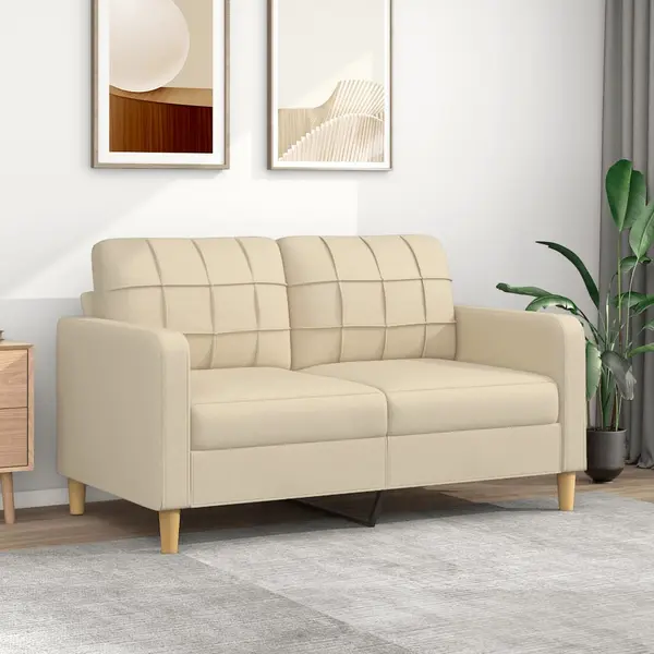 Gossi canapea cu 2 locuri, crem, 140 cm, material textil