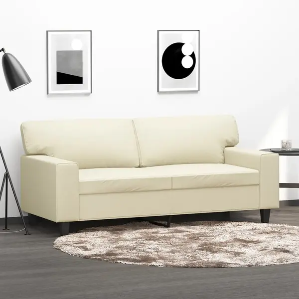 Gossi canapea cu 2 locuri, crem, 140 cm, piele ecologica