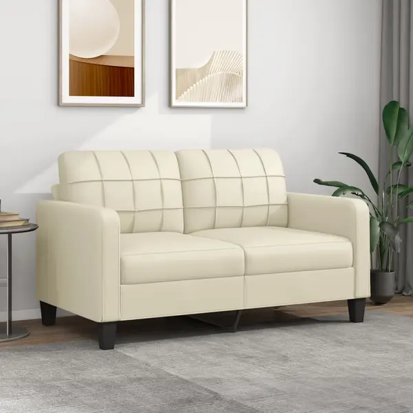 Gossi canapea cu 2 locuri, crem, 140 cm, piele ecologica