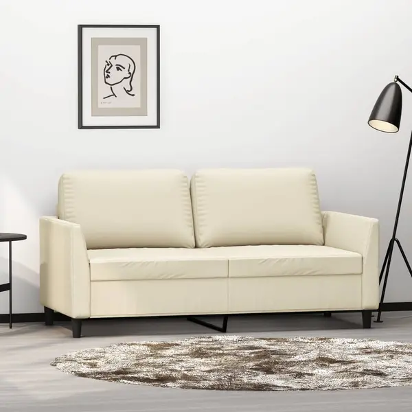 Gossi canapea cu 2 locuri, crem, 140 cm, piele ecologica
