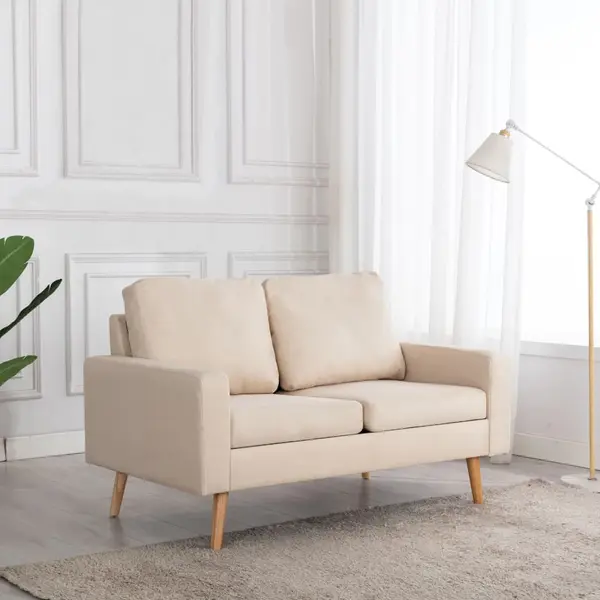 Gossi canapea cu 2 locuri, crem, material textil