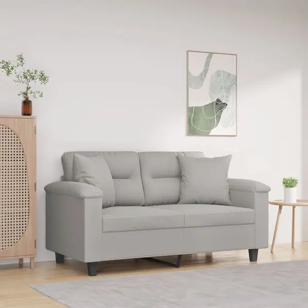 Gossi canapea cu 2 locuri, cu perne, gri, 120 cm, microfibra