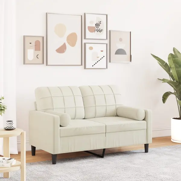 Gossi canapea cu 2 locuri cu pernute, crem, 120 cm, catifea