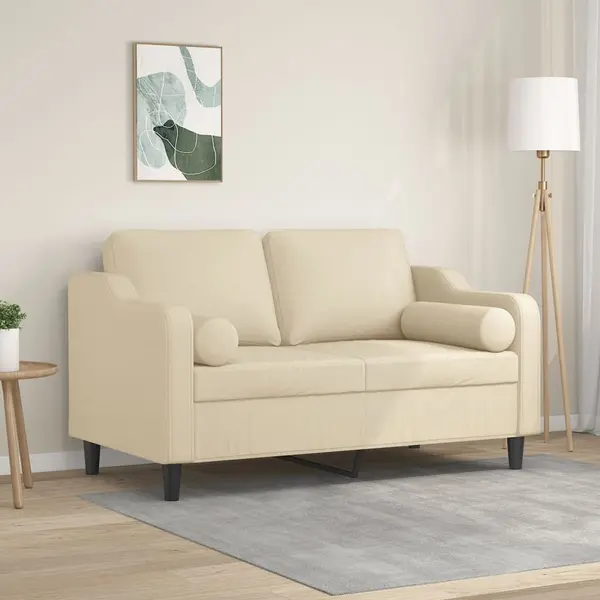 Gossi canapea cu 2 locuri cu pernute, crem, 120 cm, textil