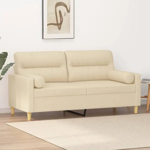 Gossi canapea cu 2 locuri cu pernute, crem, 140 cm, textil