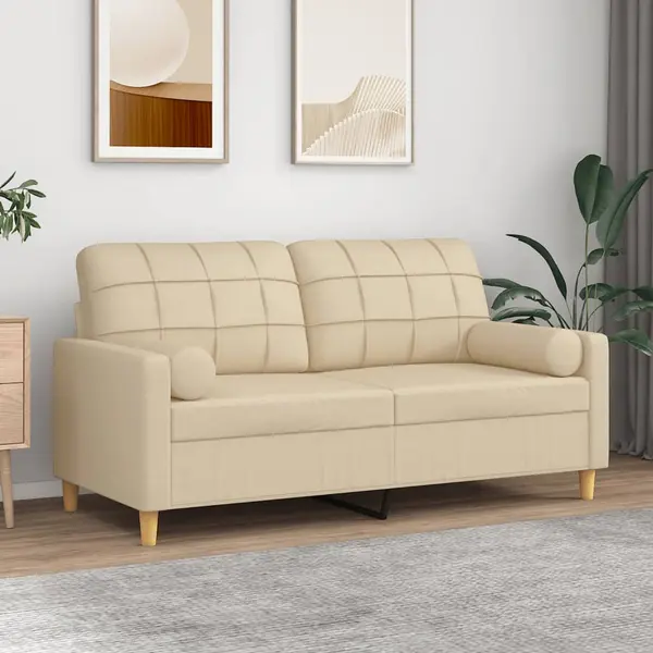 Gossi canapea cu 2 locuri cu pernute, crem, 140 cm, textil