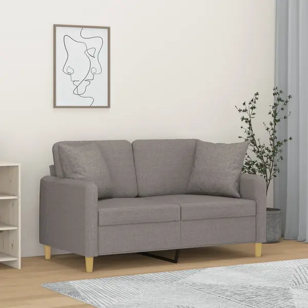 Gossi canapea cu 2 locuri cu pernute, gri deschis, 120 cm, textil