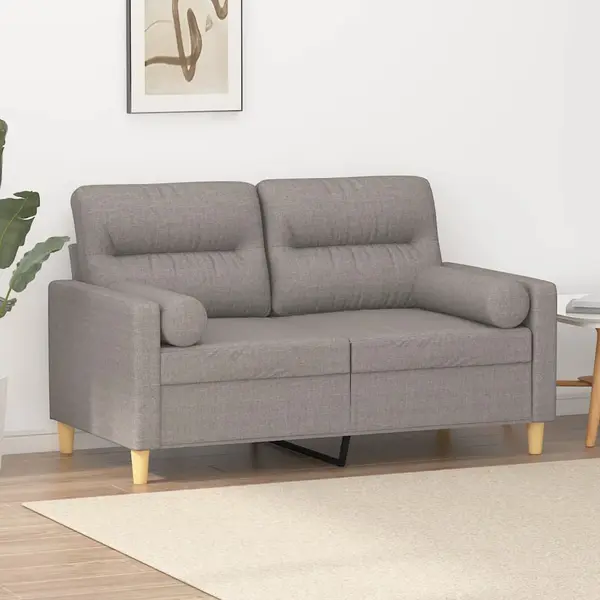 Gossi canapea cu 2 locuri cu pernute, gri taupe, 120 cm, textil