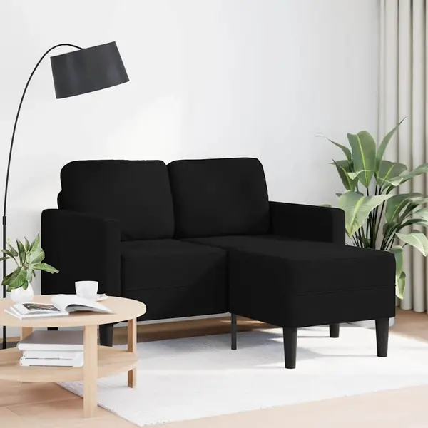 Gossi canapea cu 2 locuri cu sezlong in forma de l tesatura neagra