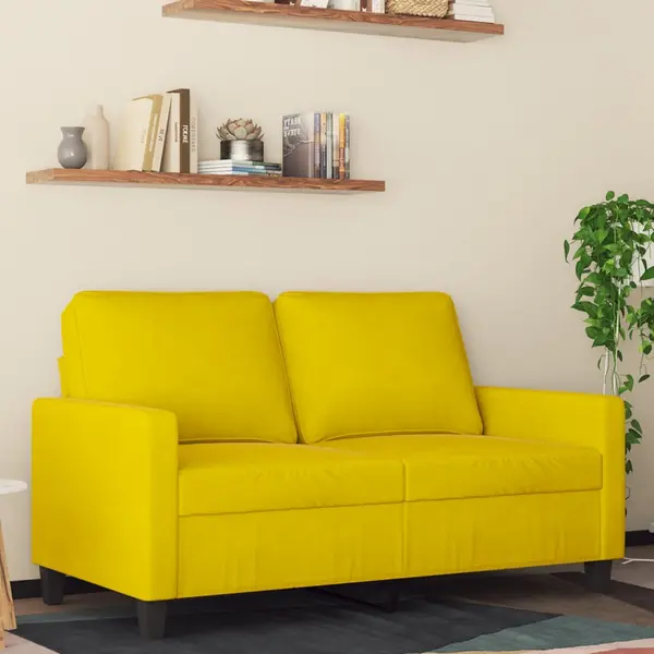 Gossi canapea cu 2 locuri, galben, 120 cm, catifea