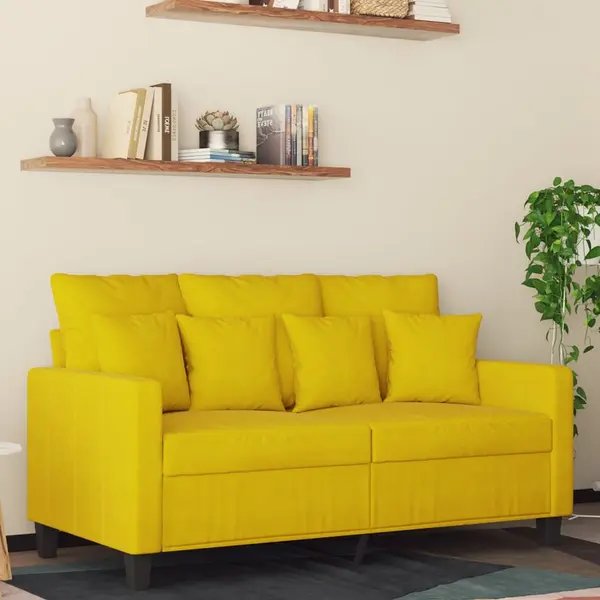 Gossi canapea cu 2 locuri, galben, 120 cm, catifea