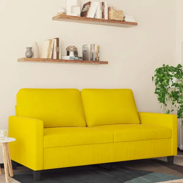 Gossi canapea cu 2 locuri, galben, 140 cm, catifea