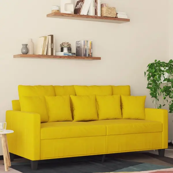 Gossi canapea cu 2 locuri, galben, 140 cm, catifea