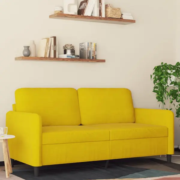 Gossi canapea cu 2 locuri, galben, 140 cm, catifea