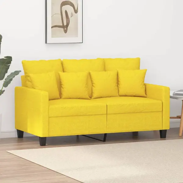 Gossi canapea cu 2 locuri, galben deschis, 120 cm, material textil