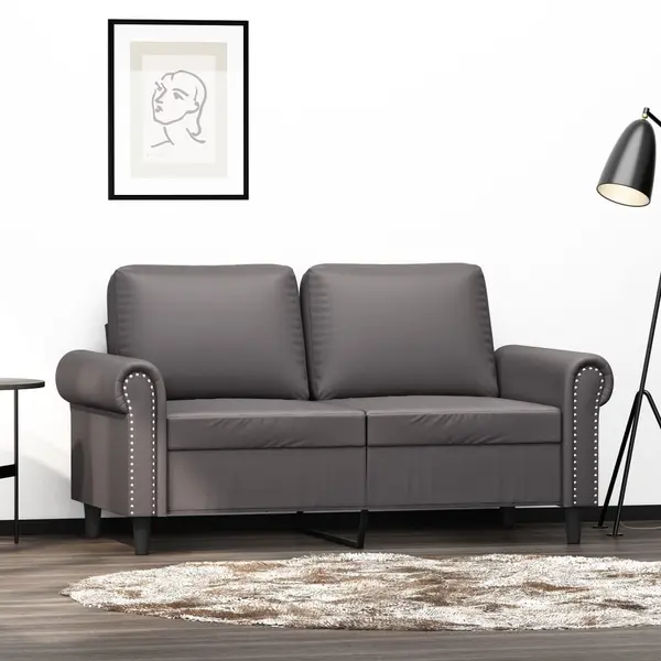 Gossi canapea cu 2 locuri, gri, 120 cm, piele ecologica